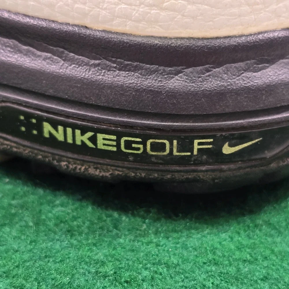 Nike Golf Heritage Shoes Mens 11.5 Black White Leather Spiked 336041-101 Lace Up